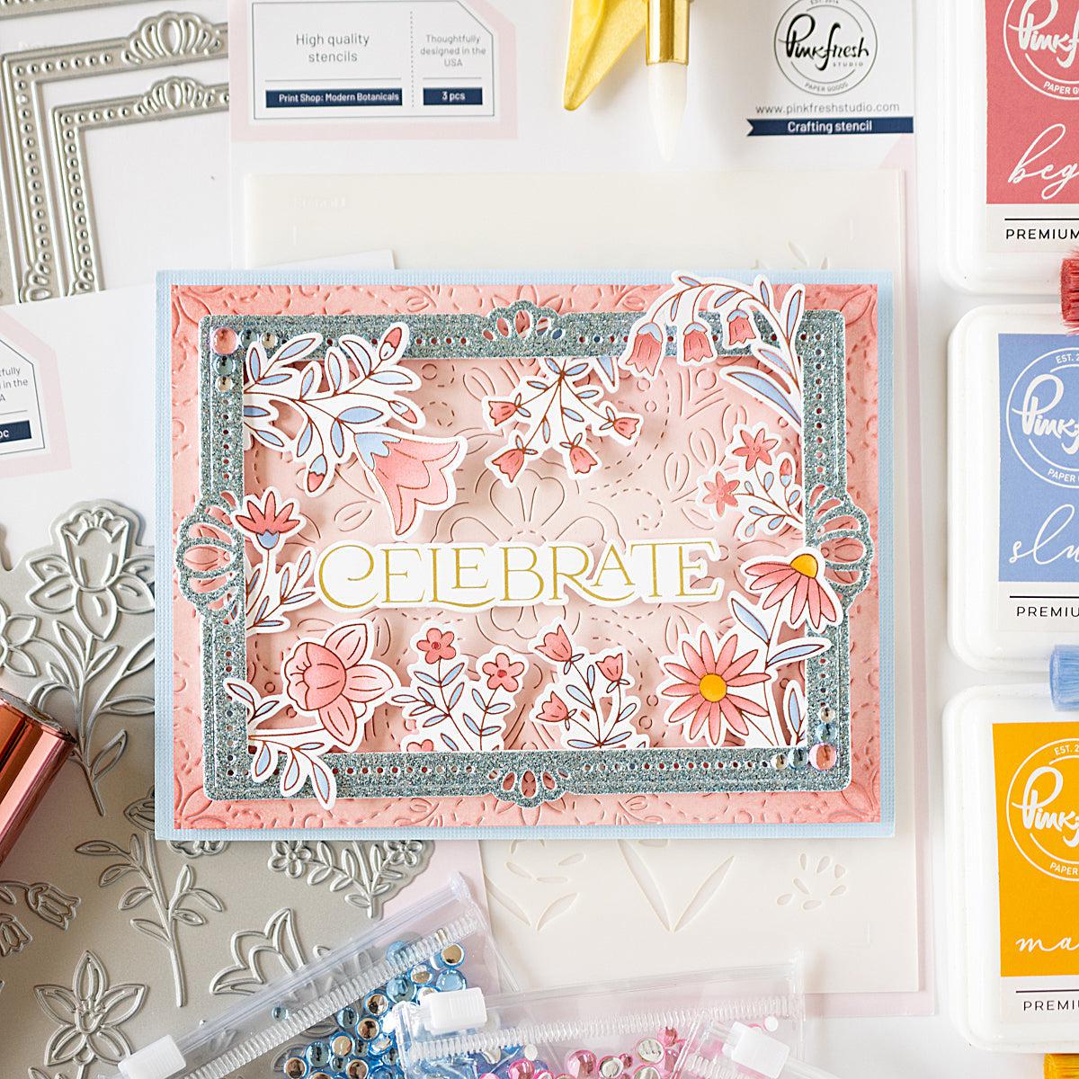 Pinkfresh Studio - Stencils - Print Shop: Modern Botanicals-ScrapbookPal