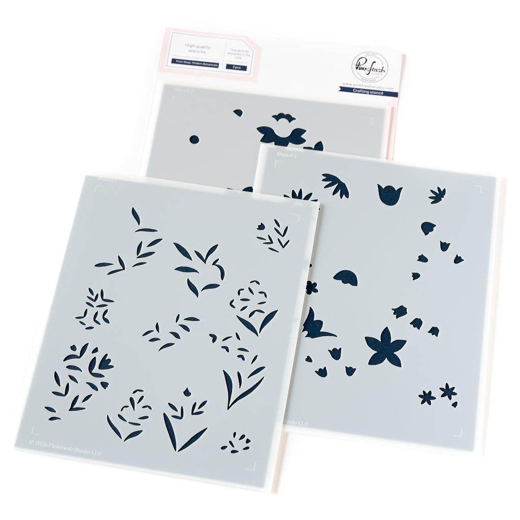 Pinkfresh Studio - Stencils - Print Shop: Modern Botanicals-ScrapbookPal