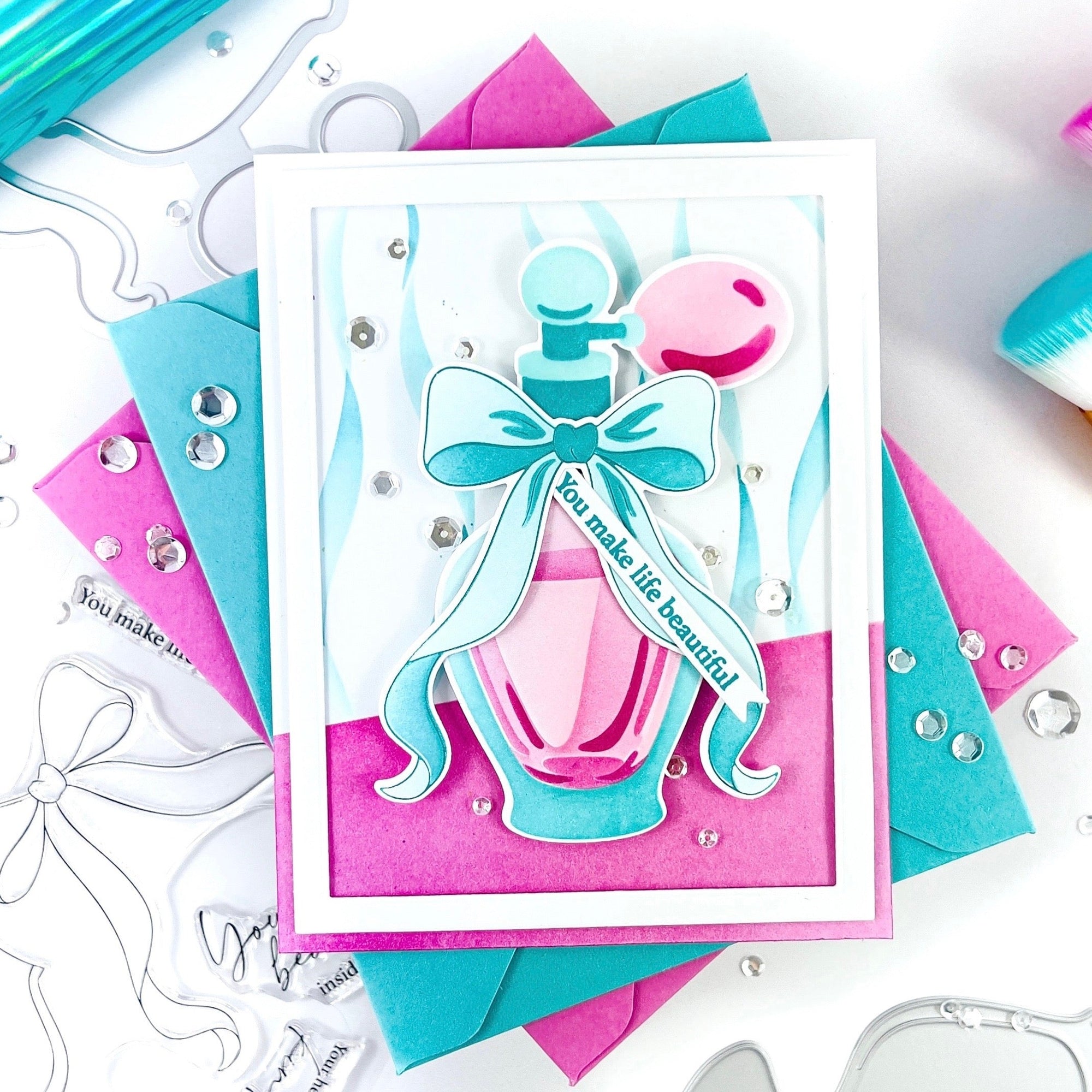 Pinkfresh Studio - Stencils - Ribbon Cascade-ScrapbookPal