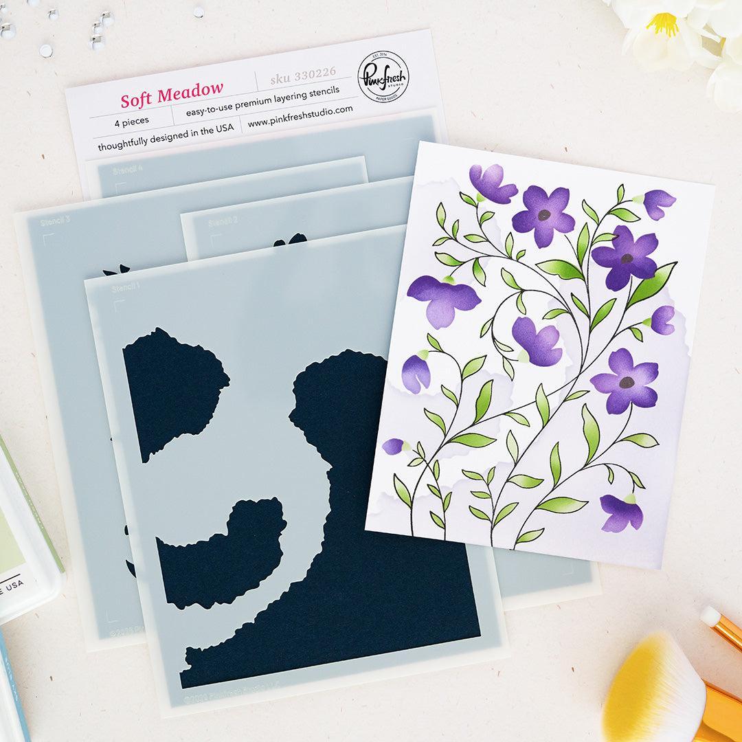 Pinkfresh Studio - Stencils - Soft Meadow-ScrapbookPal