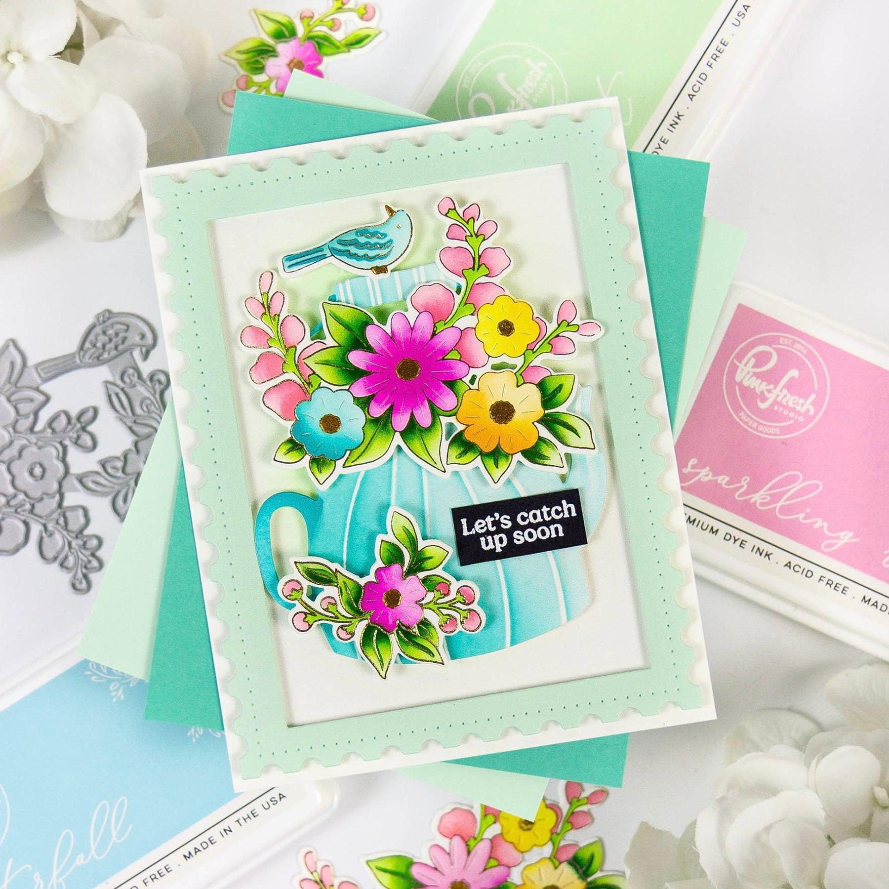 Pinkfresh Studio - Stencils - Steeped in Kindness-ScrapbookPal