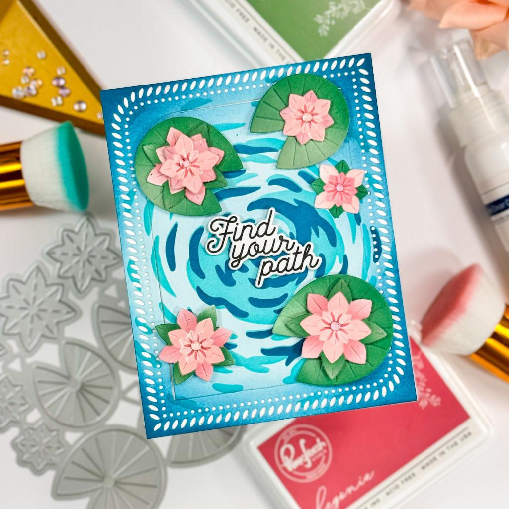 Pinkfresh Studio - Stencils - Tranquil Water Lilies-ScrapbookPal