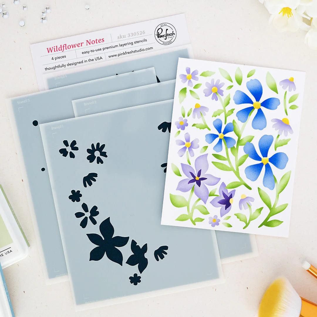 Pinkfresh Studio - Stencils - Wildflower Notes-ScrapbookPal