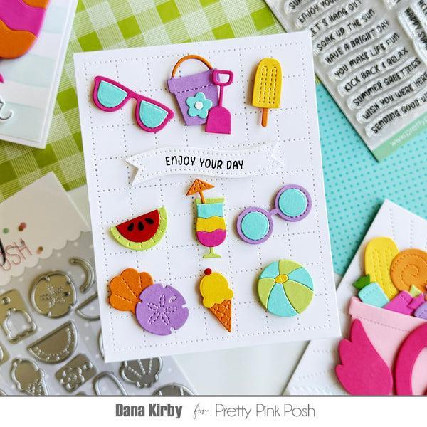 Pretty Pink Posh - Clear Stamps - Summer Banner Greetings-ScrapbookPal