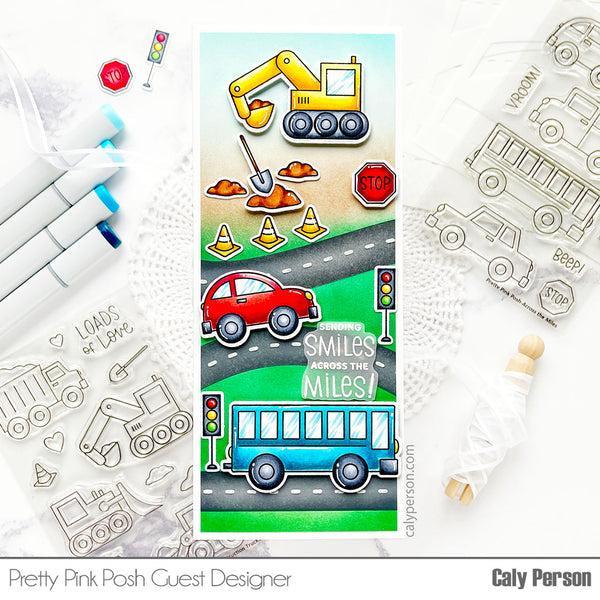 Pretty Pink Posh - Clear Stamps - Construction Trucks-ScrapbookPal