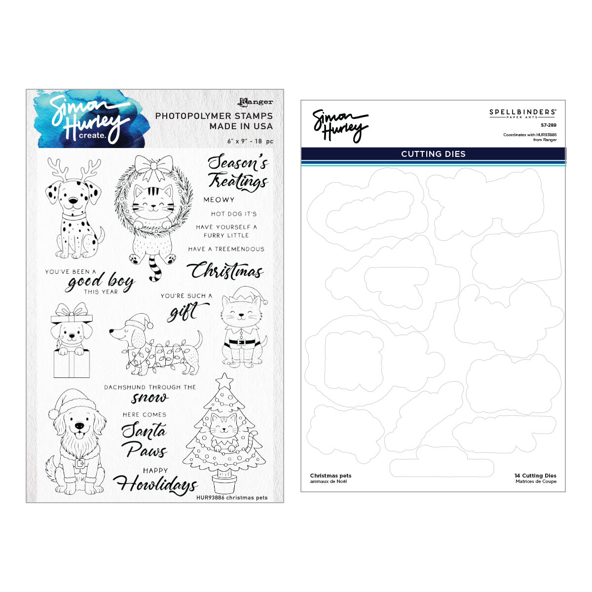 Ranger Ink - Simon Hurley - Clear Stamps &amp; Dies - Christmas Pets-ScrapbookPal