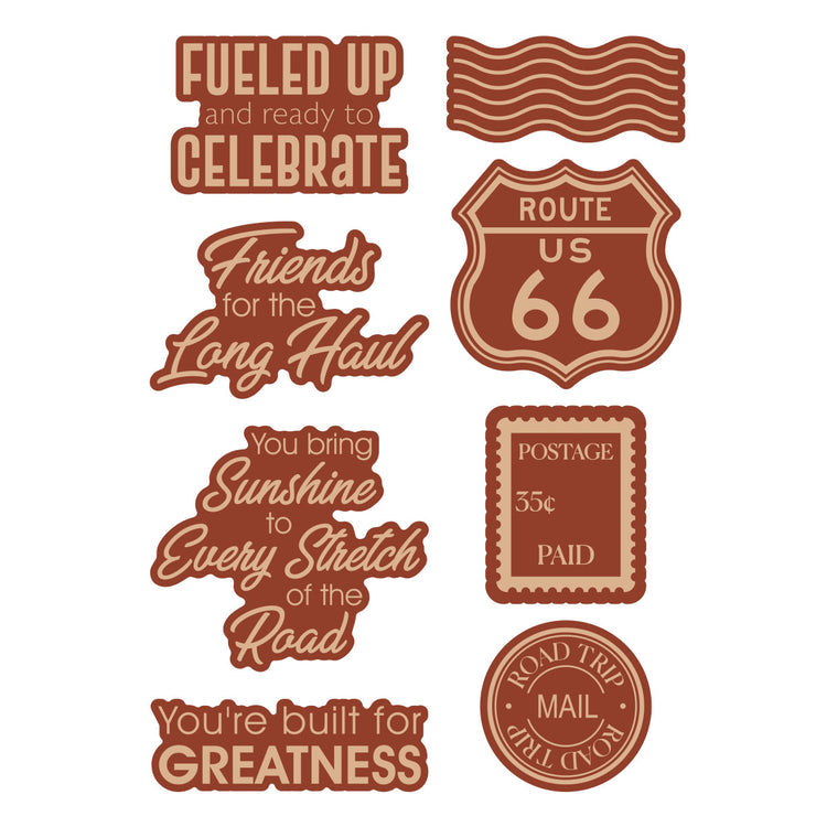 Spellbinders - Classic Road Legends 2.0 Collection - Clear Stamps &amp; Dies - Road Trip Adventures Sentiments - Scratch &amp; Dent