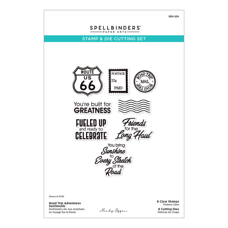 Spellbinders - Classic Road Legends 2.0 Collection - Clear Stamps &amp; Dies - Road Trip Adventures Sentiments - Scratch &amp; Dent