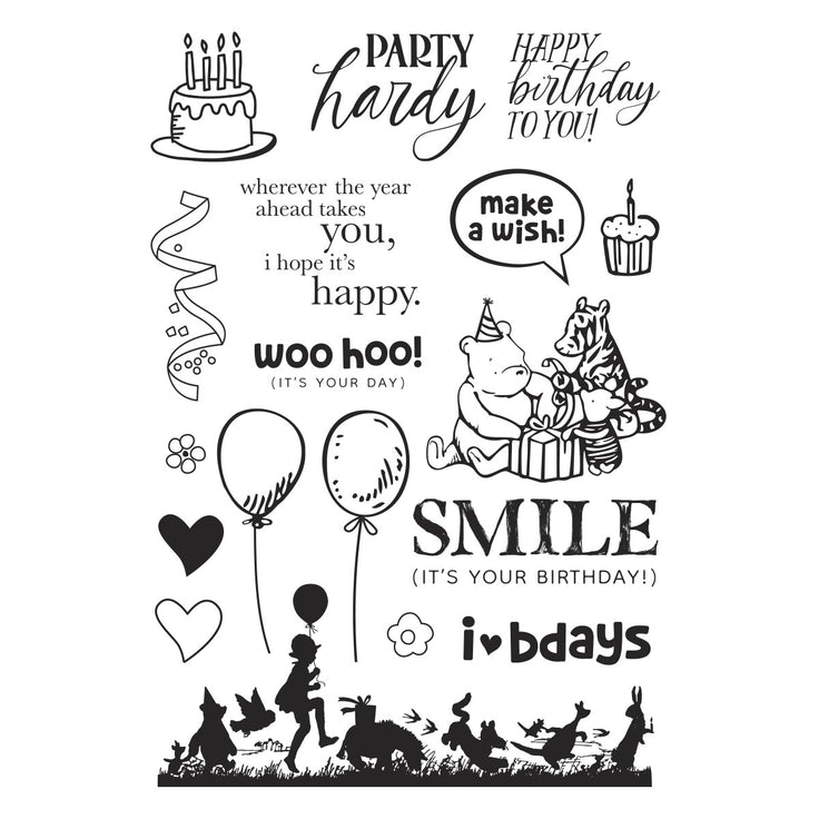 Simple Stories - Say Cheese Classic Pooh Birthday Collection - Clear Stamps &amp; Dies - Make a Wish!-ScrapbookPal