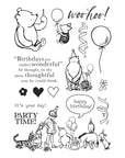 Simple Stories - Say Cheese Classic Pooh Birthday Collection - Clear Stamps & Dies - Woo Hoo!-ScrapbookPal
