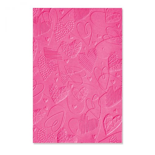 Sizzix - 3-D Textured Impressions Embossing Folder - Mark Making Hearts-ScrapbookPal