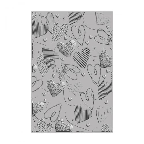 Sizzix - 3-D Textured Impressions Embossing Folder - Mark Making Hearts-ScrapbookPal