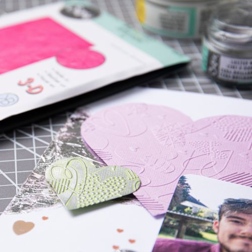 Sizzix - 3-D Textured Impressions Embossing Folder - Mark Making Hearts-ScrapbookPal