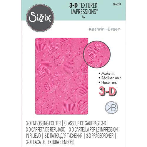 Sizzix - 3-D Textured Impressions Embossing Folder - Mark Making Hearts-ScrapbookPal