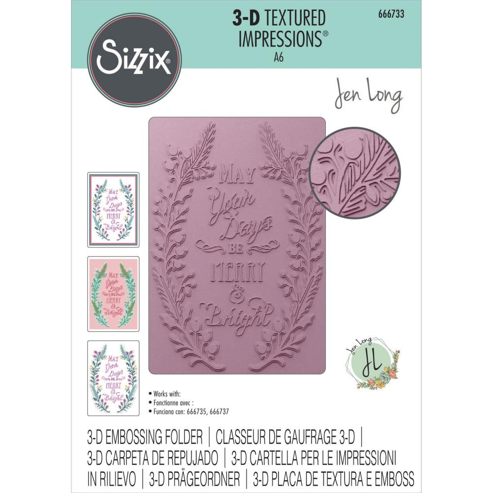 Sizzix - 3-D Textured Impressions Embossing Folder - Merry &amp; Bright-ScrapbookPal