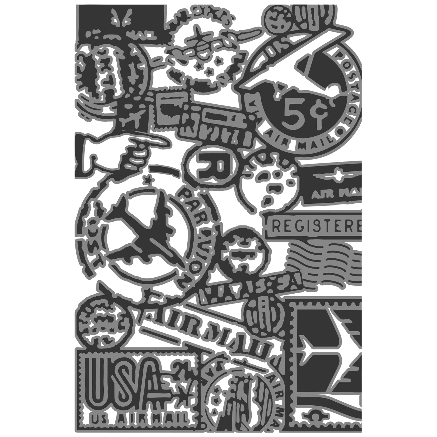 Sizzix - 3-D Textured Impressions Embossing Folder - Vault Airmail-ScrapbookPal