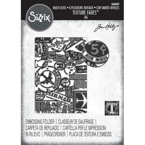 Sizzix - 3-D Textured Impressions Embossing Folder - Vault Airmail-ScrapbookPal