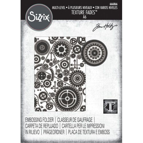 Sizzix - 3-D Textured Impressions Embossing Folder - Vault Gears-ScrapbookPal