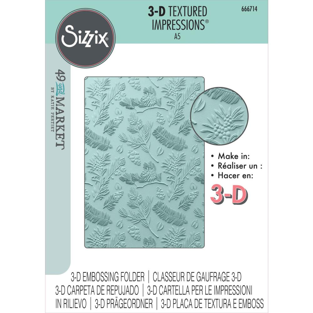 Sizzix - 49 and Market - 3-D Textured Impressions Embossing Folder - Pine-ScrapbookPal