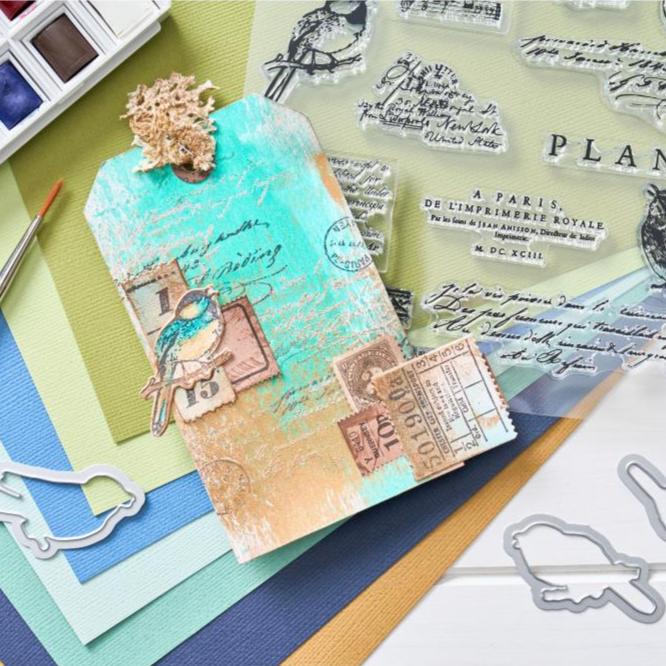 Sizzix - 49 and Market - Clear Stamps &amp; Framelits Dies - Bird Song-ScrapbookPal
