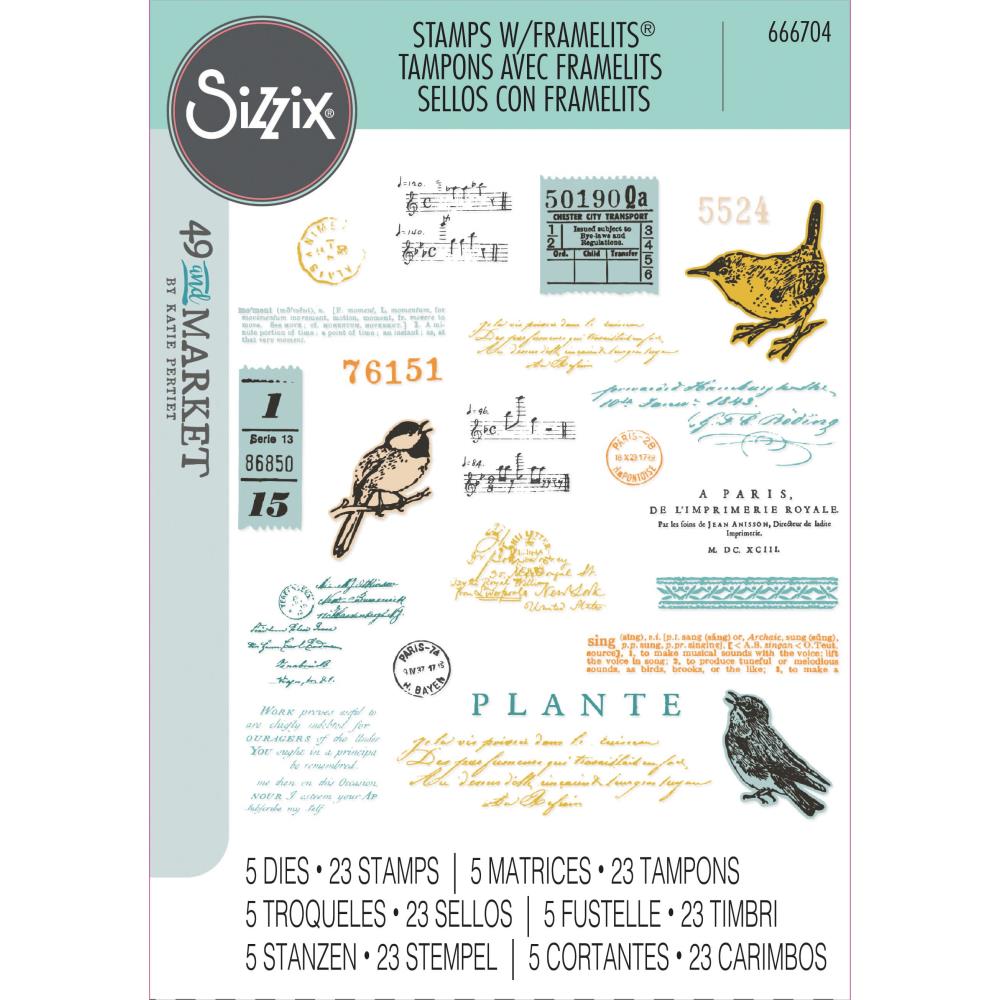 Sizzix - 49 and Market - Clear Stamps &amp; Framelits Dies - Bird Song-ScrapbookPal