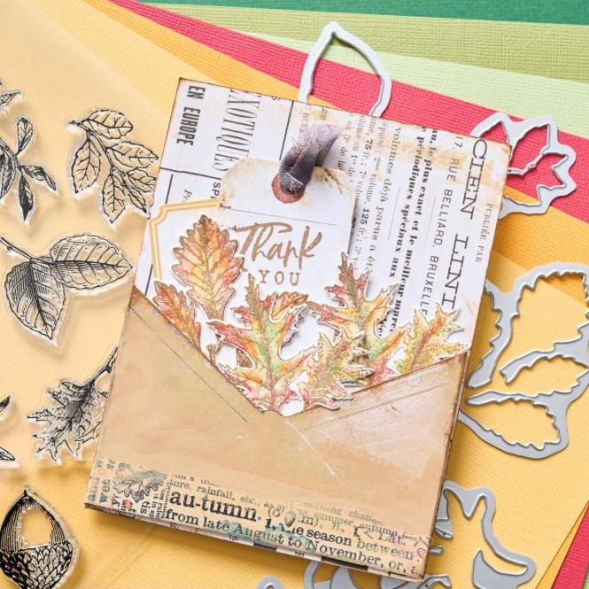 Sizzix - 49 and Market - Clear Stamps &amp; Framelits Dies - Forever Leaves-ScrapbookPal