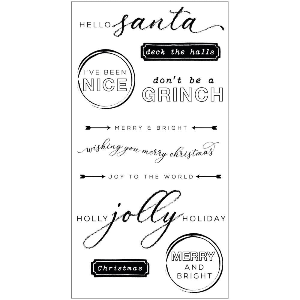 Sizzix - 49 and Market - Clear Stamps &amp; Framelits Dies - Jolly Sentiments-ScrapbookPal