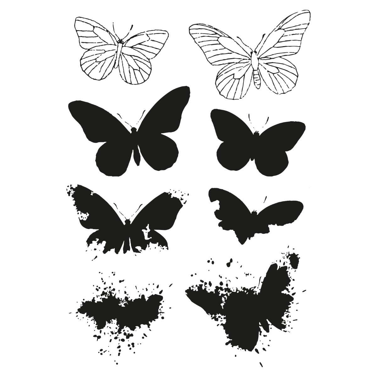 Sizzix - 49 and Market - Framelits Dies w/Stamps - Painted Pencil Butterflies -ScrapbookPal