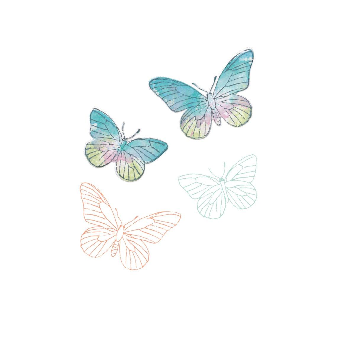 Sizzix - 49 and Market - Framelits Dies w/Stamps - Painted Pencil Butterflies -ScrapbookPal