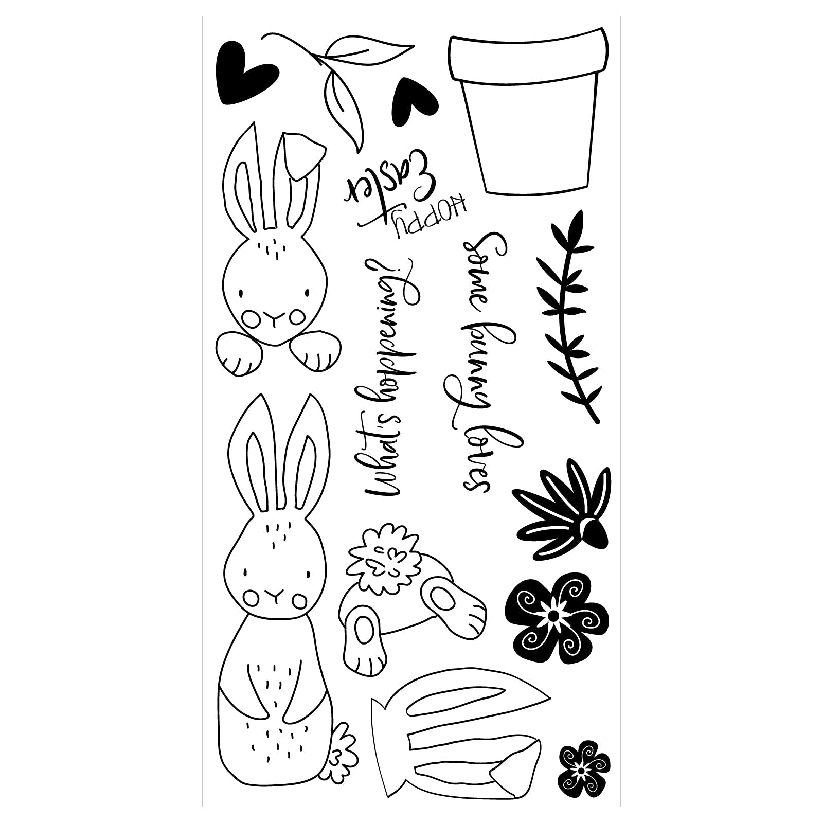 Sizzix - Catherine Pooler - Clear Stamps - Bunny Bits &amp; Blooms-ScrapbookPal