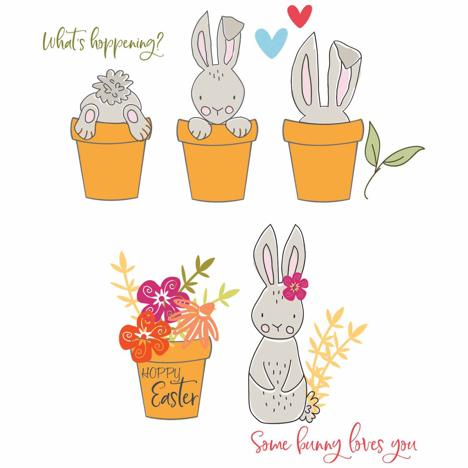 Sizzix - Catherine Pooler - Clear Stamps - Bunny Bits &amp; Blooms-ScrapbookPal