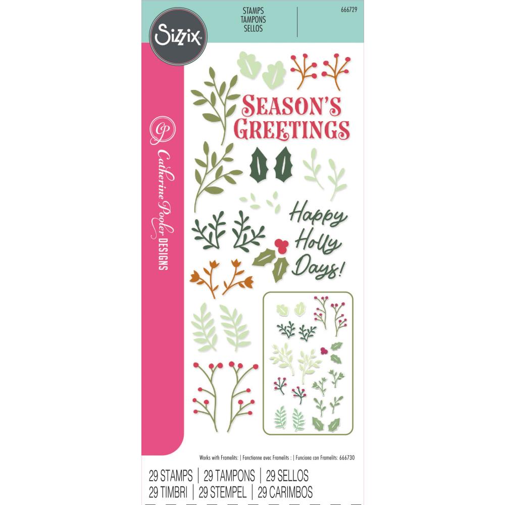 Sizzix - Catherine Pooler - Clear Stamps - Happy Holly Days-ScrapbookPal