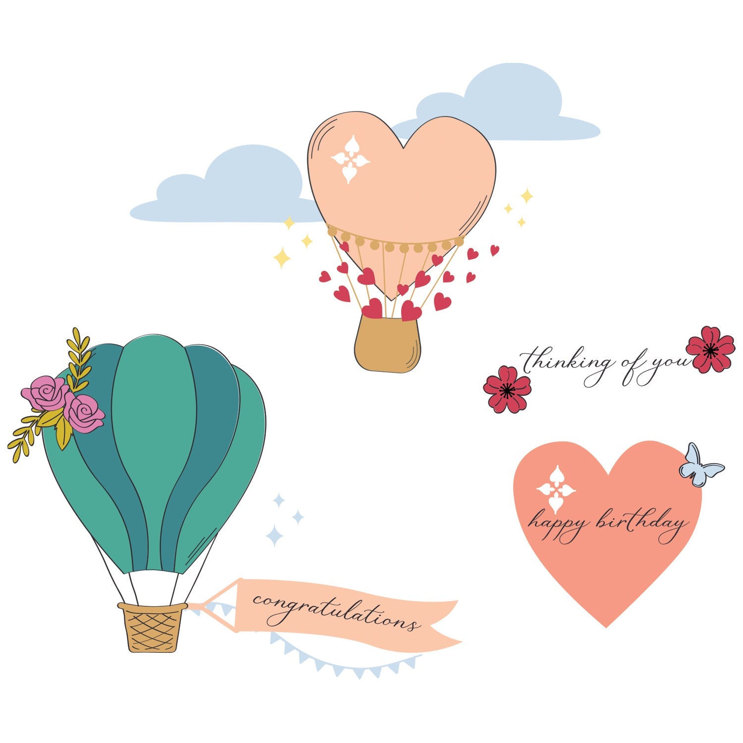 Sizzix - Catherine Pooler - Clear Stamps - Up and Away-ScrapbookPal