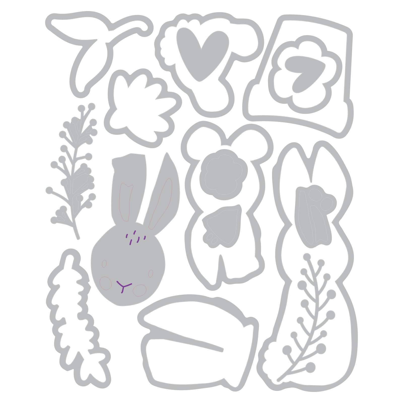 Sizzix - Catherine Pooler - Thinlits Dies - Bunny Bits &amp; Blooms 