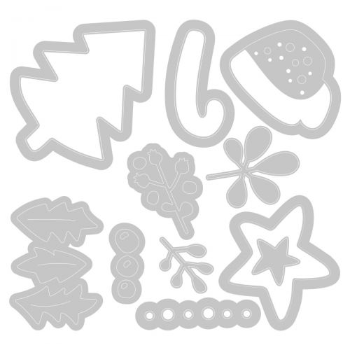 Sizzix - Framelits Dies w/Stamps - Merry Motifs-ScrapbookPal