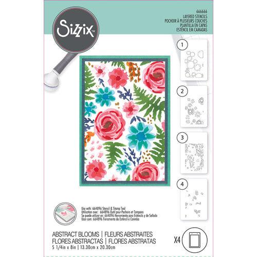 Sizzix - Layered Stencils - Abstract Blooms-ScrapbookPal