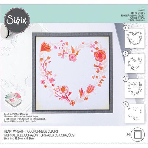 Sizzix - Stencils - Layered Heart Wreath-ScrapbookPal