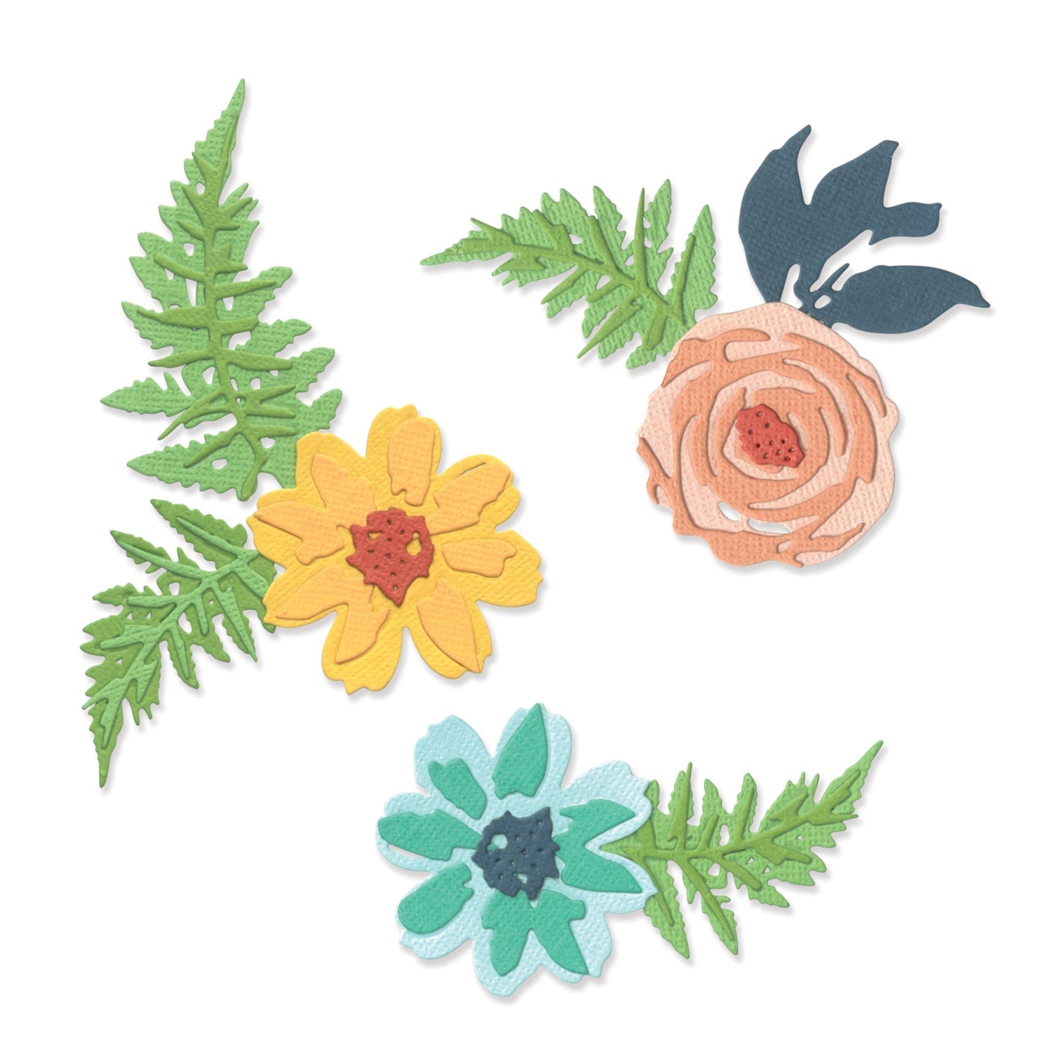 Sizzix - Thinlits Dies - Flowers &amp; Fern-ScrapbookPal
