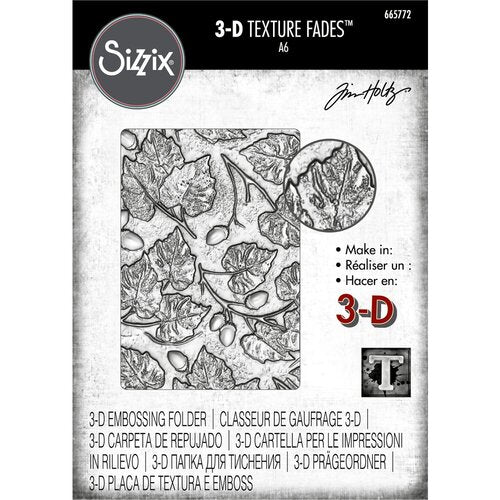 Sizzix - Tim Holtz - 3-D Texture Fades Embossing Folder - Acorns-ScrapbookPal