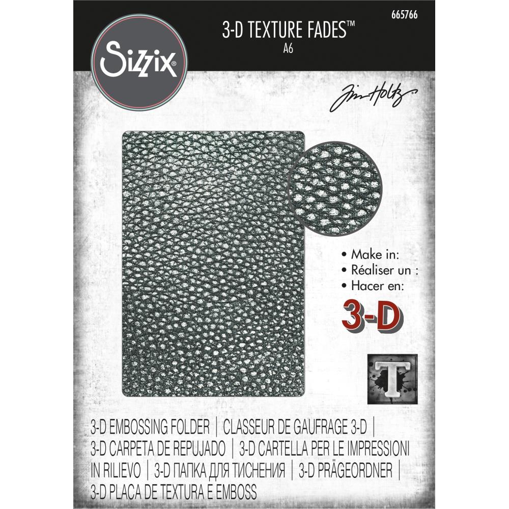 Sizzix - Tim Holtz - 3-D Texture Fades Embossing Folder - Cracked Leather-ScrapbookPal