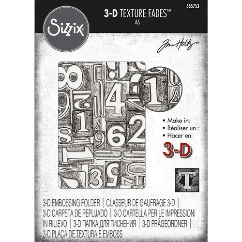 Sizzix - Tim Holtz - 3-D Texture Fades Embossing Folder - Numbered-ScrapbookPal