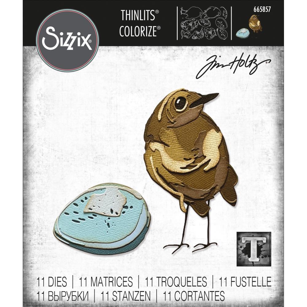 Sizzix - Tim Holtz - Thinlits Dies - Bird & Egg, Colorize-ScrapbookPal