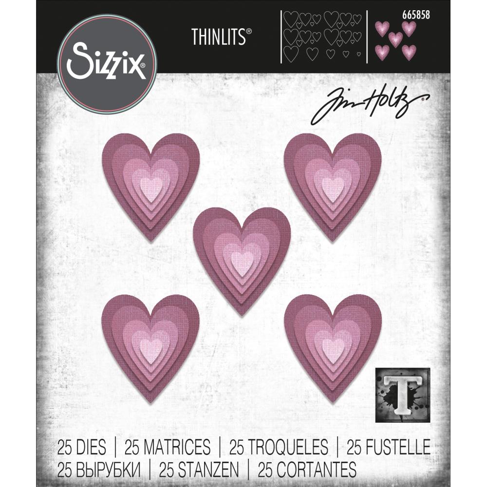 Sizzix - Tim Holtz - Thinlits Dies - Stacked Tiles, Hearts-ScrapbookPal