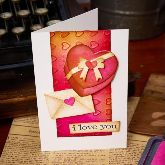 Sizzix - Tim Holtz - Thinlits Dies &amp; Texture Fades Embossing Folder - Vault Love Notes-ScrapbookPal