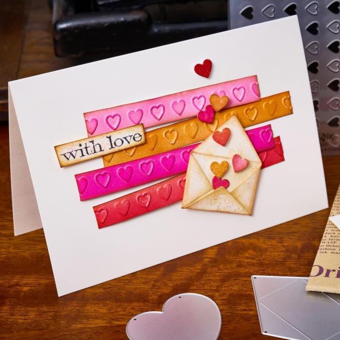 Sizzix - Tim Holtz - Thinlits Dies &amp; Texture Fades Embossing Folder - Vault Love Notes-ScrapbookPal