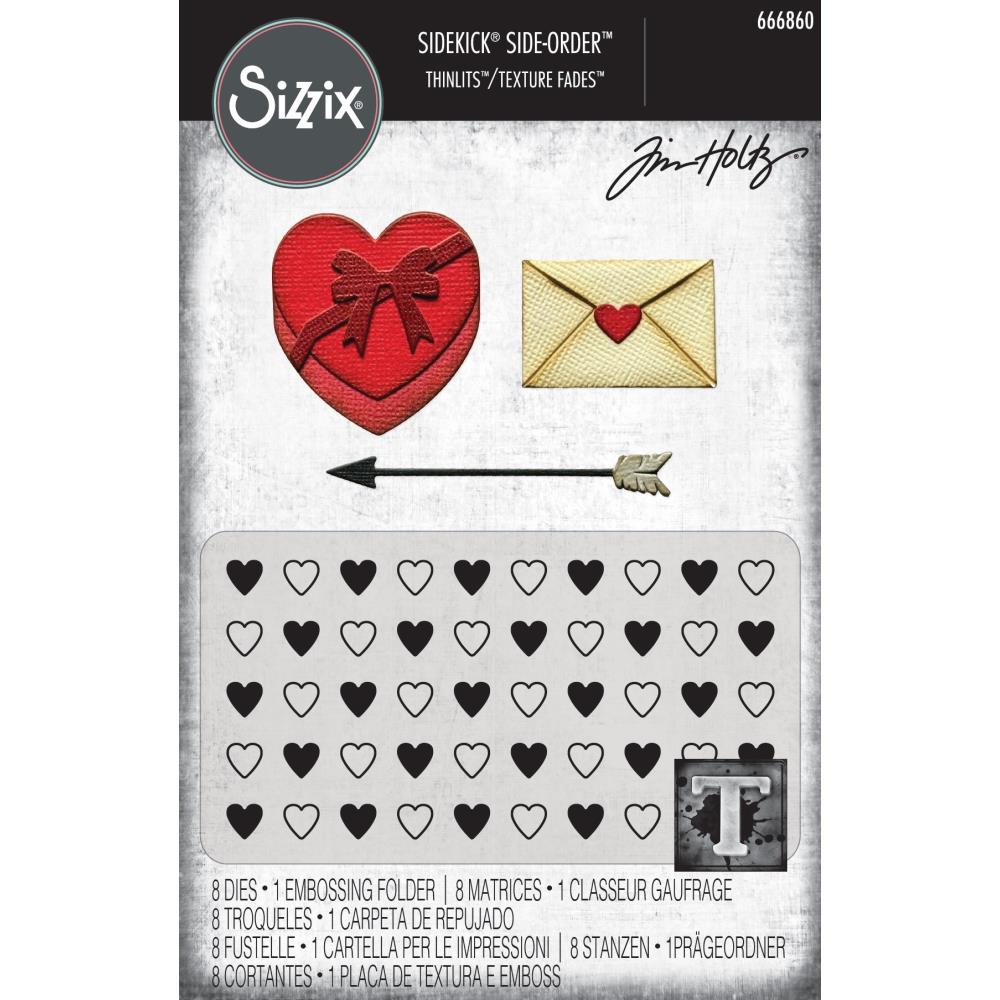 Sizzix - Tim Holtz - Thinlits Dies &amp; Texture Fades Embossing Folder - Vault Love Notes - Scratch &amp; Dent-ScrapbookPal