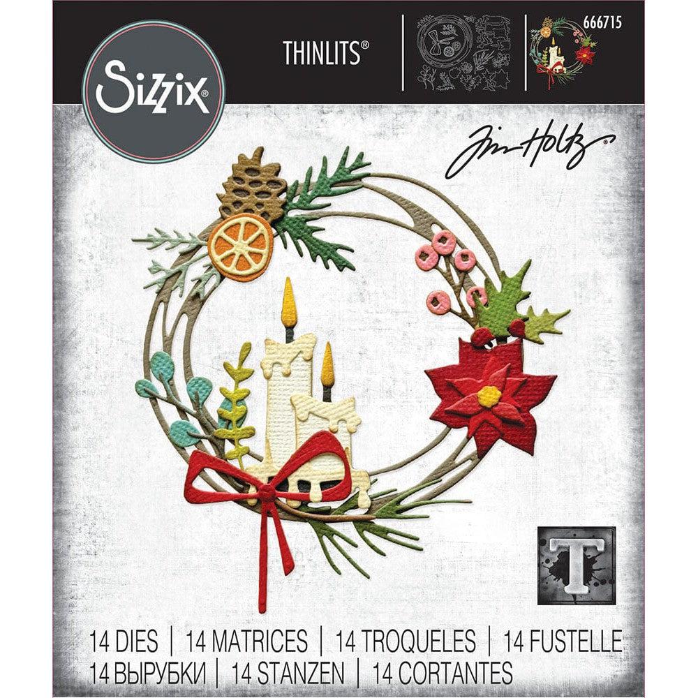 Sizzix - Tim Holtz - Thinlits Dies - Vault Festive Wreath-ScrapbookPal