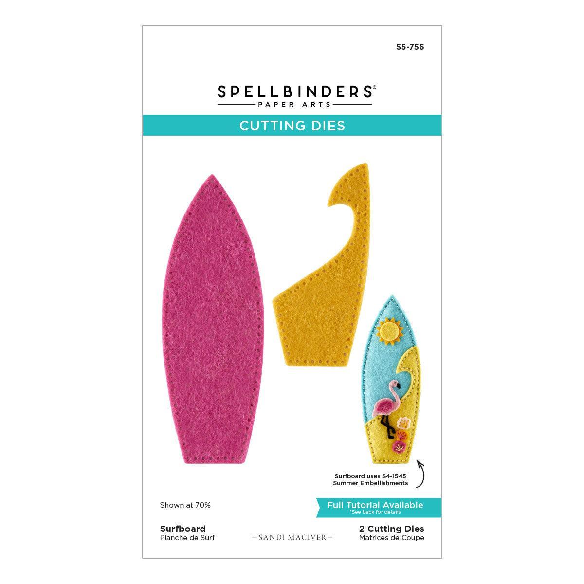 Spellbinders - 3D Felt Décor Summer Collection - Dies - Surfboard-ScrapbookPal