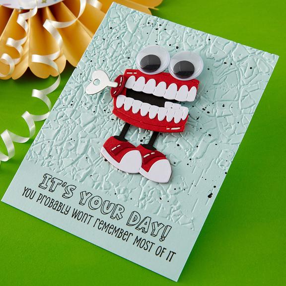 Spellbinders - Aged to Perfection Collection - Clear Stamps - Birthday Laughs Sentiments-ScrapbookPal