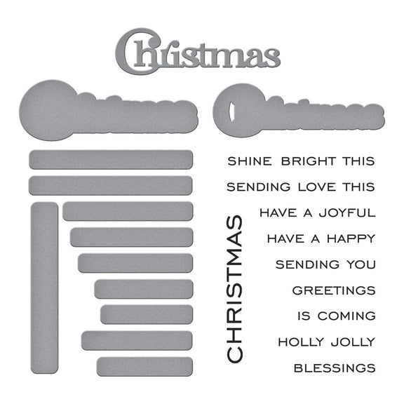 Spellbinders - All About Christmas Collection - Clear Stamps &amp; Dies - Christmas Sentiments-ScrapbookPal